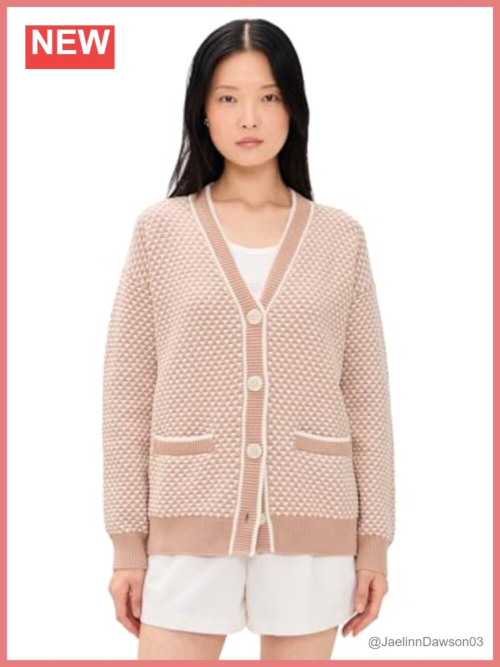 Varley Tarran Stitch Knit Cardigan Light Taupe Women's Sweater